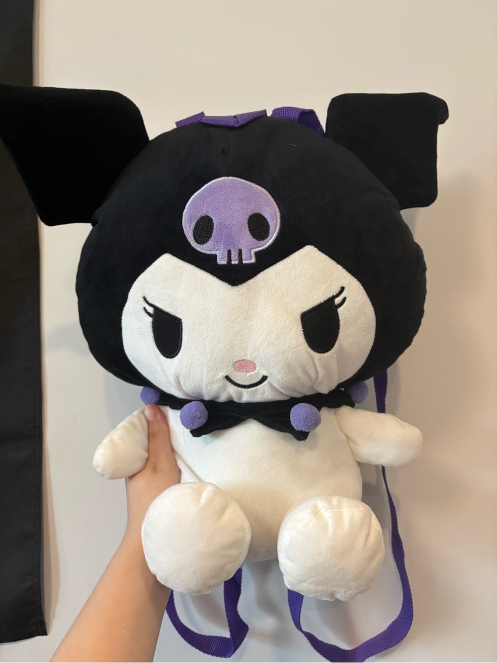 Sanrio Kuromi Plush Backpack in Black, White & Purple